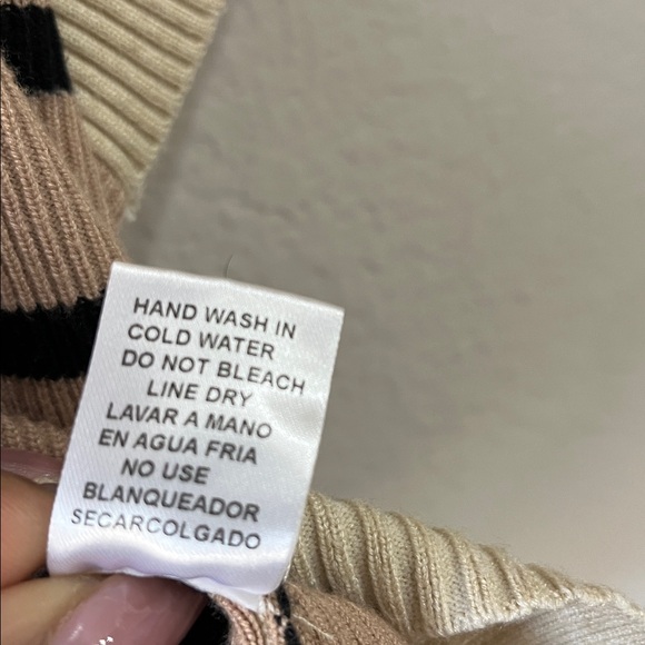 Entro Womens Ecru Multi Sweater Black Tan Half Zip Sz L Short Sleeve Chic Casual - Picture 6 of 9